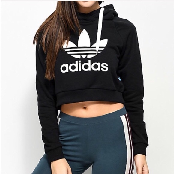 adidas black crop hoodie